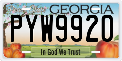 GA license plate PYW9920