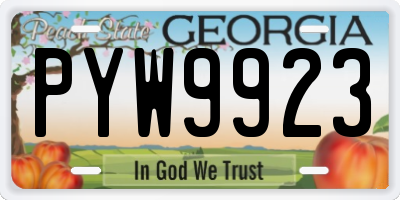GA license plate PYW9923