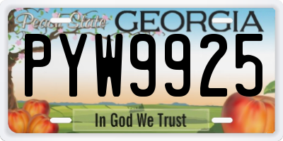 GA license plate PYW9925