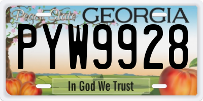 GA license plate PYW9928