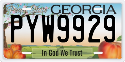 GA license plate PYW9929