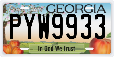 GA license plate PYW9933
