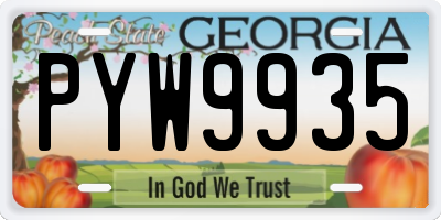 GA license plate PYW9935