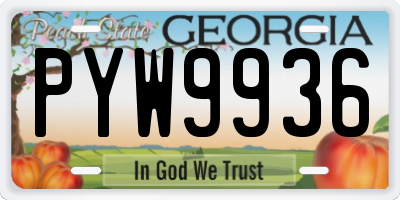 GA license plate PYW9936