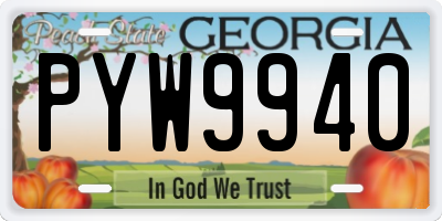 GA license plate PYW9940