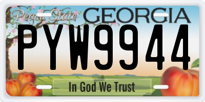 GA license plate PYW9944