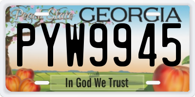 GA license plate PYW9945