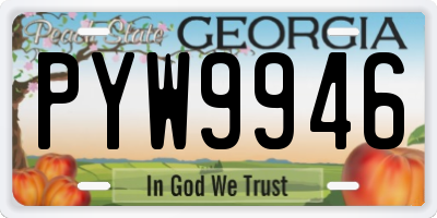 GA license plate PYW9946