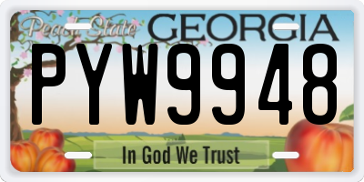 GA license plate PYW9948