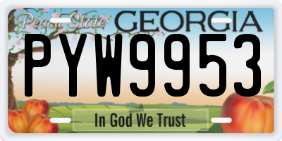 GA license plate PYW9953