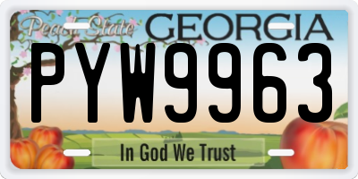 GA license plate PYW9963