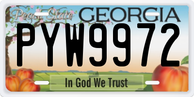 GA license plate PYW9972