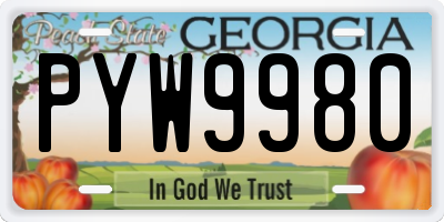 GA license plate PYW9980