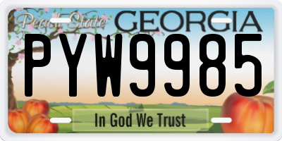 GA license plate PYW9985