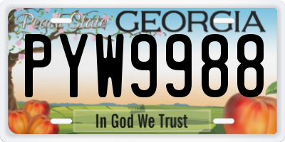 GA license plate PYW9988
