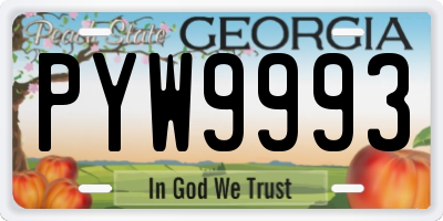 GA license plate PYW9993