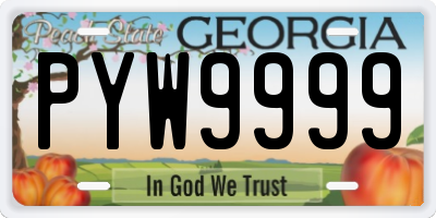 GA license plate PYW9999