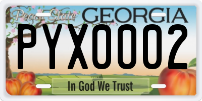 GA license plate PYX0002