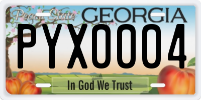 GA license plate PYX0004