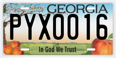 GA license plate PYX0016