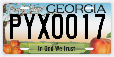GA license plate PYX0017