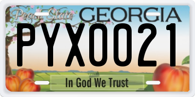 GA license plate PYX0021