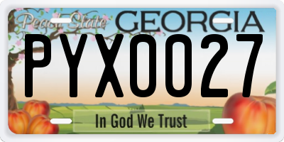 GA license plate PYX0027