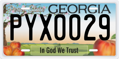 GA license plate PYX0029