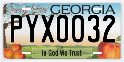 GA license plate PYX0032