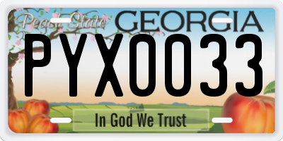 GA license plate PYX0033