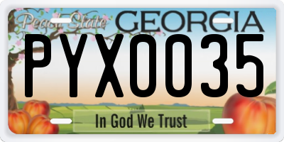 GA license plate PYX0035