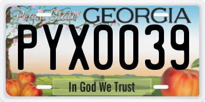 GA license plate PYX0039