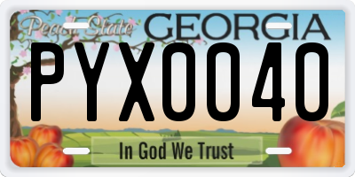 GA license plate PYX0040