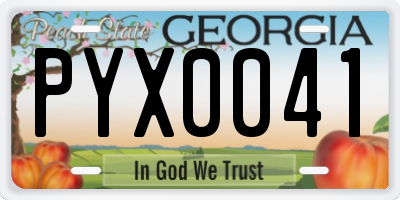 GA license plate PYX0041