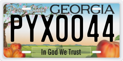 GA license plate PYX0044