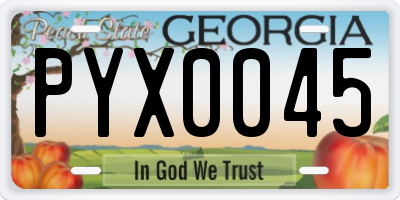 GA license plate PYX0045