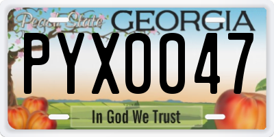 GA license plate PYX0047