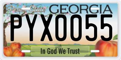 GA license plate PYX0055