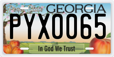 GA license plate PYX0065