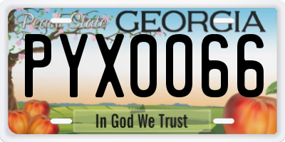 GA license plate PYX0066