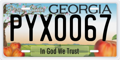 GA license plate PYX0067