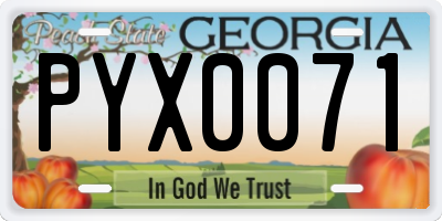 GA license plate PYX0071