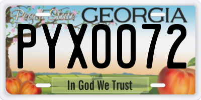 GA license plate PYX0072