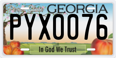 GA license plate PYX0076