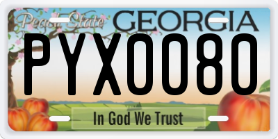 GA license plate PYX0080