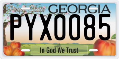 GA license plate PYX0085