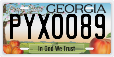 GA license plate PYX0089