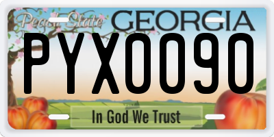 GA license plate PYX0090
