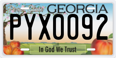GA license plate PYX0092