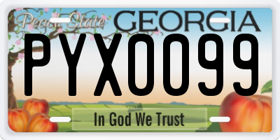 GA license plate PYX0099